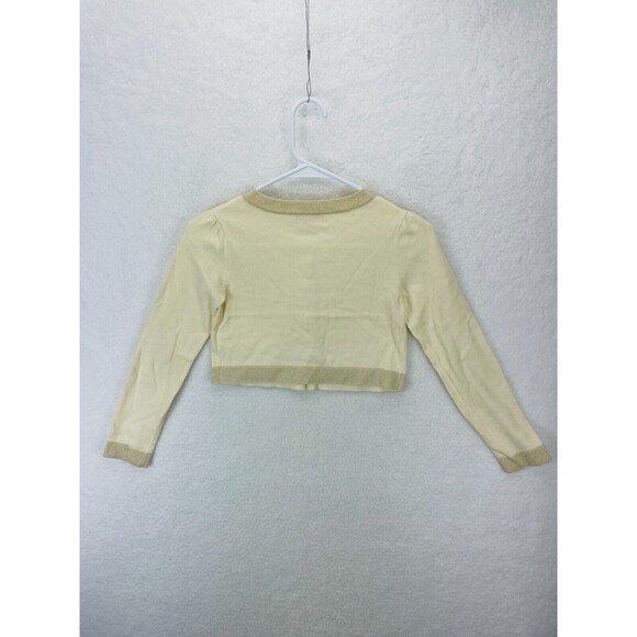 Lilly Pulitzer Cardigan Girls Size L 8/10 Ivory Shimmer Bow Long Sleeve Sweater - Picture 9 of 10